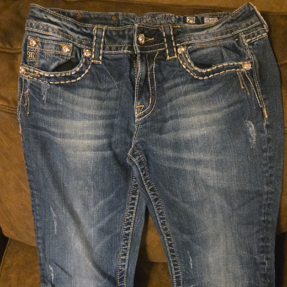 Miss Me Distressed Easy Capri Blue Jeans Size 29